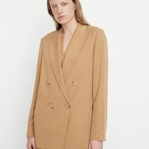 Vince Tan Double-Breasted Blazer Coat